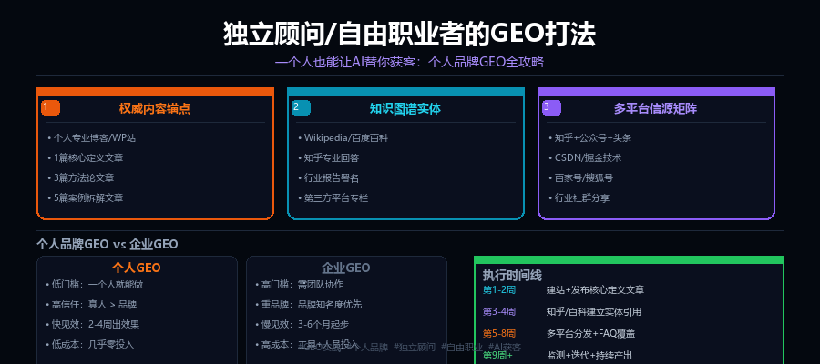 独立顾问/自由职业者的GEO打法：让AI替你获客