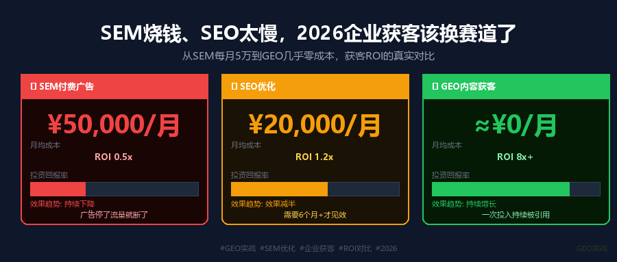 SEM每月烧5万，SEO效果越来越差：2026企业获客该换赛道了