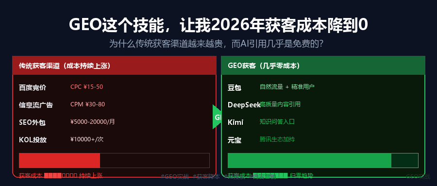 GEO这个技能，让我2026年获客成本降到0