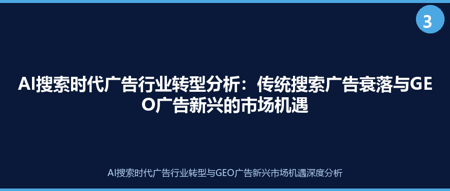 AI搜索时代广告行业转型分析：传统搜索广告衰落与GEO广告新兴的市场机遇