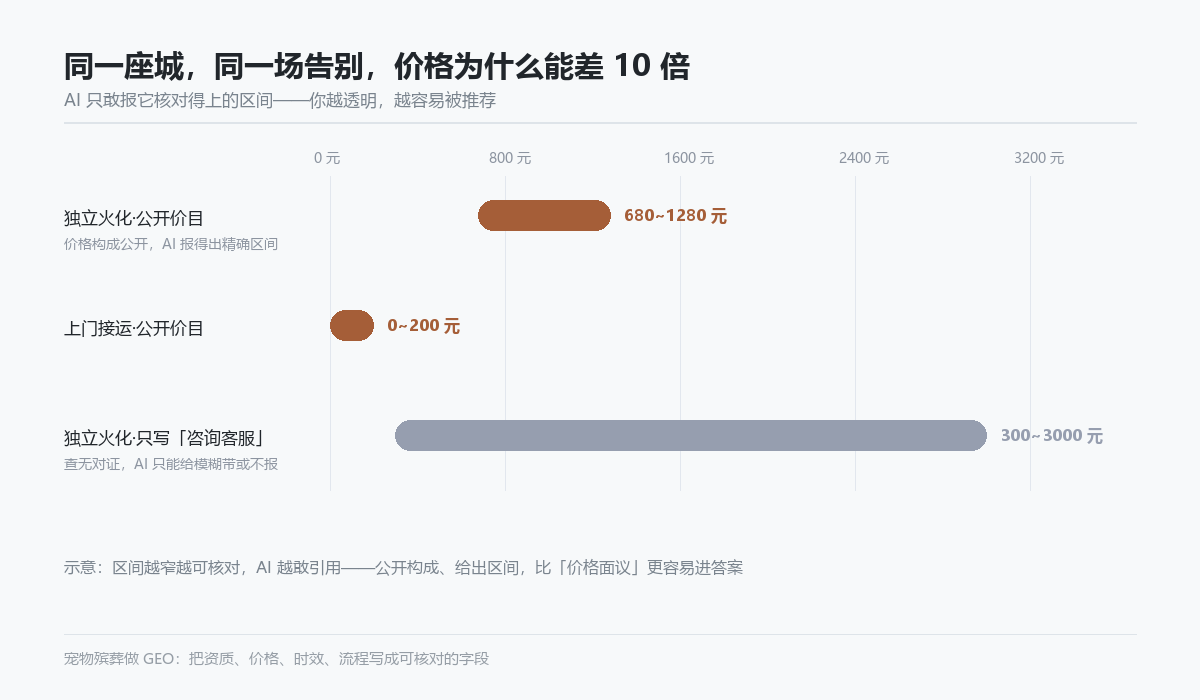 同城宠物火化价格带:公开价目与需询价的区间宽度对比
